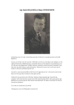 A preview of a PDF biography for Mayo, David Alfred William